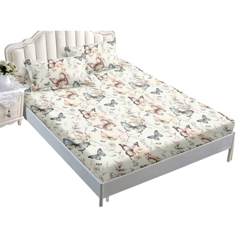 Husa de pat dublu cu elastic si 2 fete de perna 180x200cm, Pat 2 Persoane 50x70cm, MK-014
