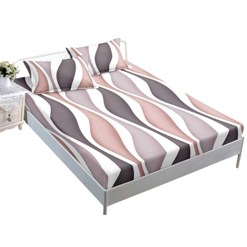 Husa de pat dublu cu elastic si 2 fete de perna 180x200cm, Pat 2 Persoane 50x70cm, MK-015