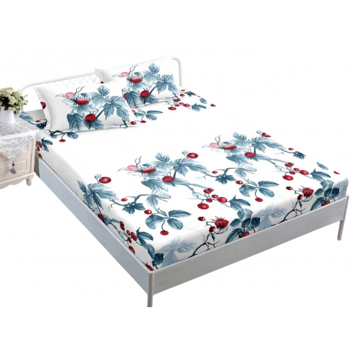 Husa de pat dublu cu elastic si 2 fete de perna 180x200cm, Pat 2 Persoane 50x70cm, MK-019