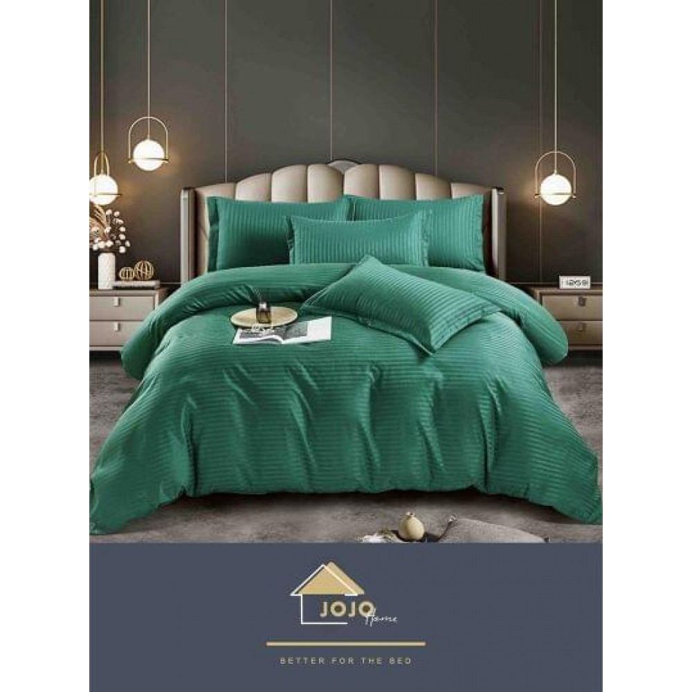 Lenjerie de pat, damasc, uni, VERDE, 6 piese, pat 2 persoane, Jo-Jo, DM11 LENJERII DAMASC