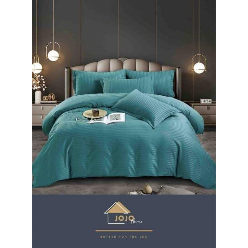 Lenjerie de pat, damasc, uni, BLEU, 6 piese, pat 2 persoane, Jo-Jo, DM15 LENJERII DAMASC