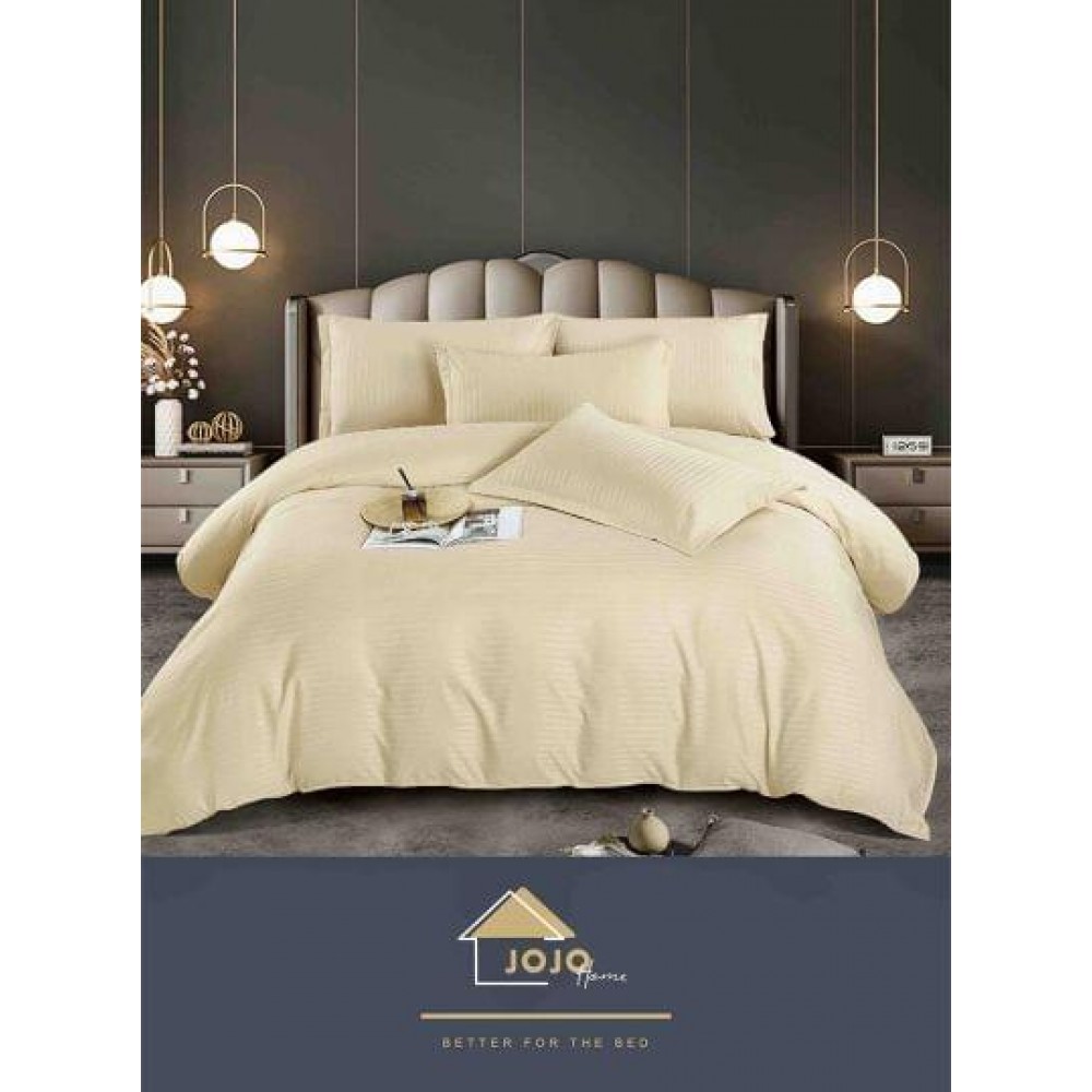 Lenjerie de pat, damasc, uni, CREM, 6 piese, pat 2 persoane, Jo-Jo, DM20 LENJERII DAMASC