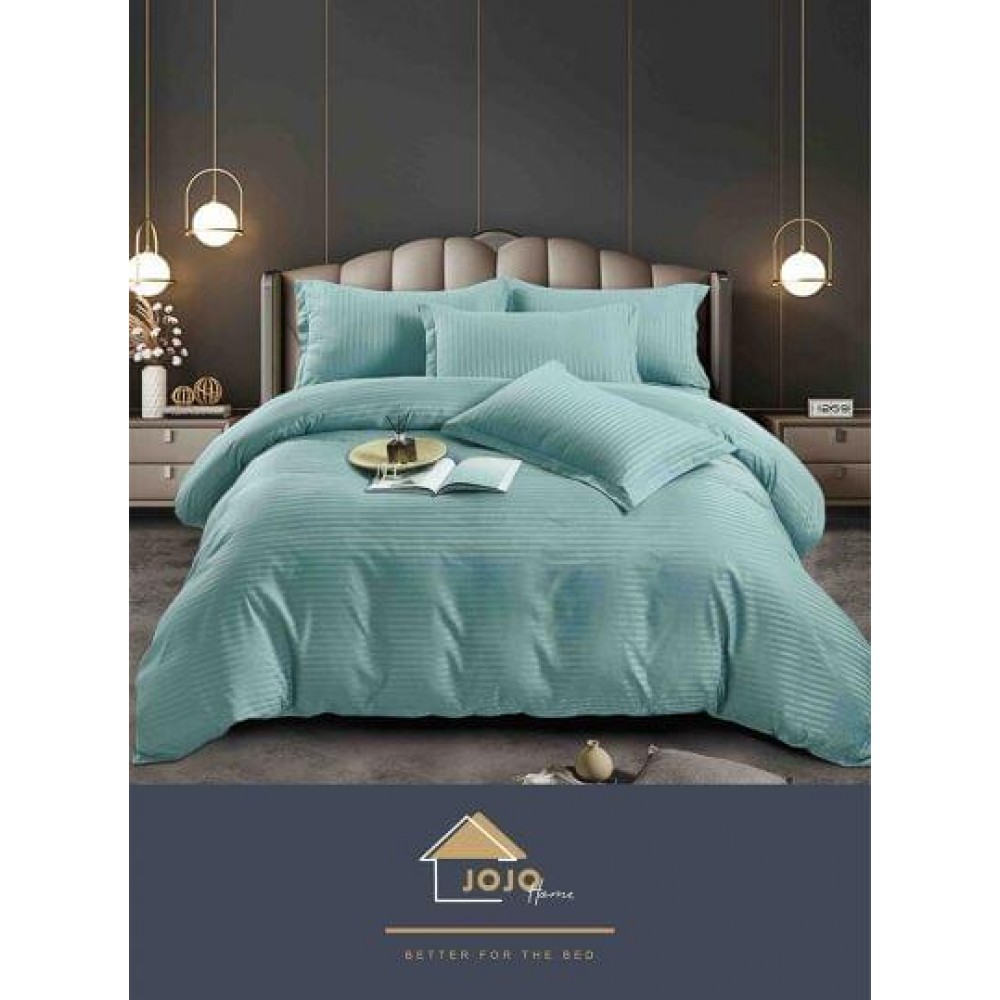 Lenjerie de pat, damasc, uni, BLEU, 6 piese, pat 2 persoane, Jo-Jo, DM22 LENJERII DAMASC