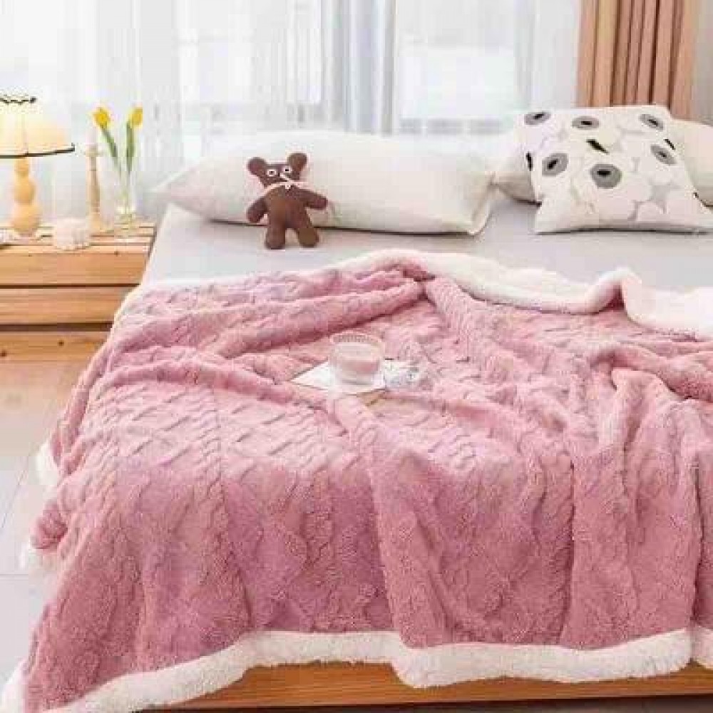 Patura CoCoLiNo cu blanita, TIP TRICOTAJ, 200x230cm, Jojo Home, ROZ PATURI CU BLANITA TIP TRICOTAJ