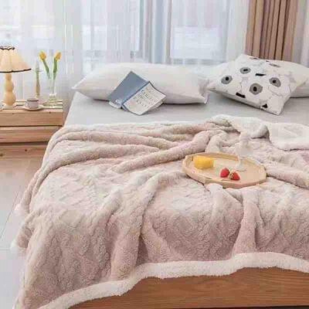 Patura CoCoLiNo cu blanita, TIP TRICOTAJ, 200x230cm, Jojo Home, BEJ PATURI CU BLANITA TIP TRICOTAJ