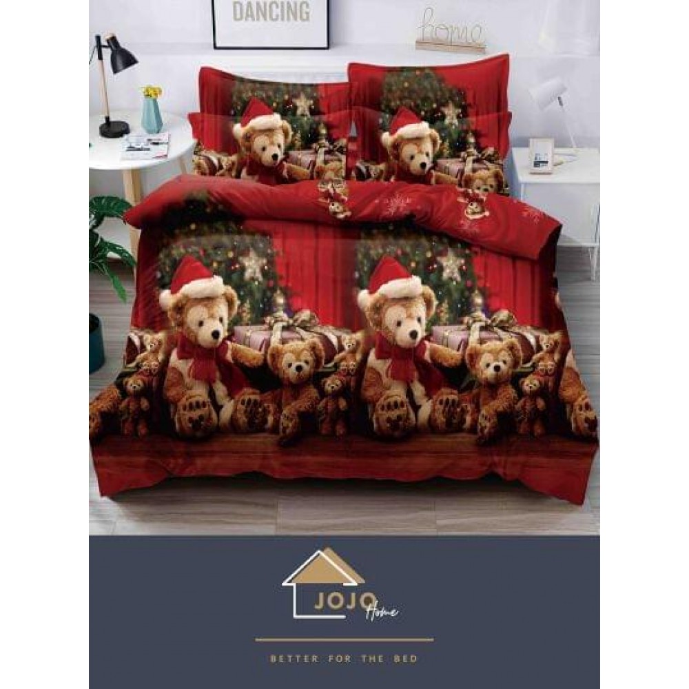 Lenjerie pat dublu, BUMBAC FINET, 6 piese, CRACIUN Collection, Jojo Home,C1 LENJERII 6 PIESE
