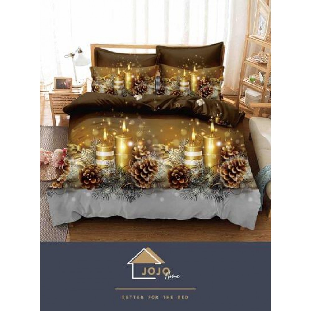 Lenjerie pat 1 PERSOANA, BUMBAC FINET, 4 piese, X-Mass Collection Jojo Home JC1P10 LENJERII DIN FINET 4 PIESE / 1 PERSOANA MOTIVE CRACIUN JOJO