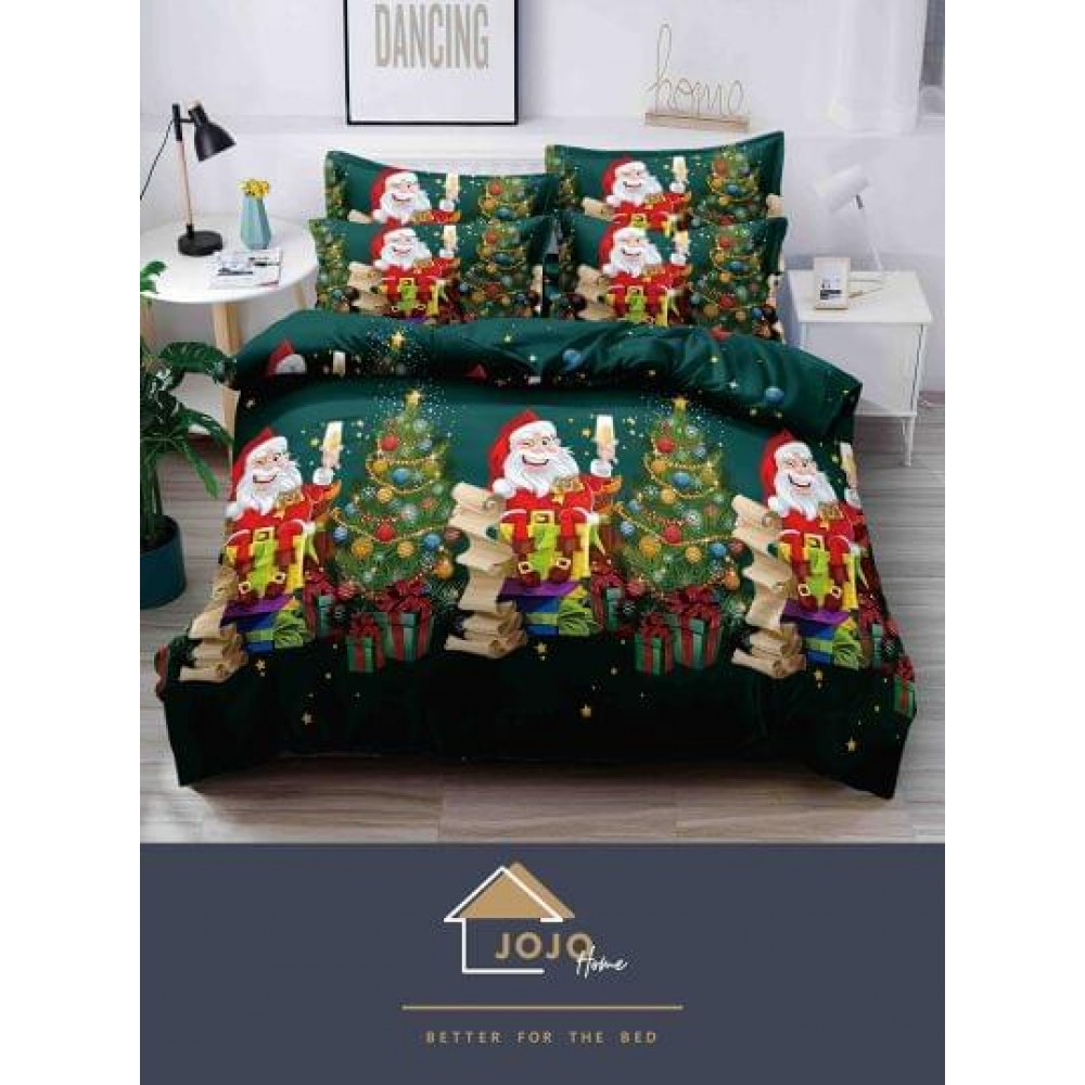 Lenjerie pat 1 PERSOANA, BUMBAC FINET, 4 piese, X-Mass Collection Jojo Home JC1P13 LENJERII DIN FINET 4 PIESE / 1 PERSOANA MOTIVE CRACIUN JOJO