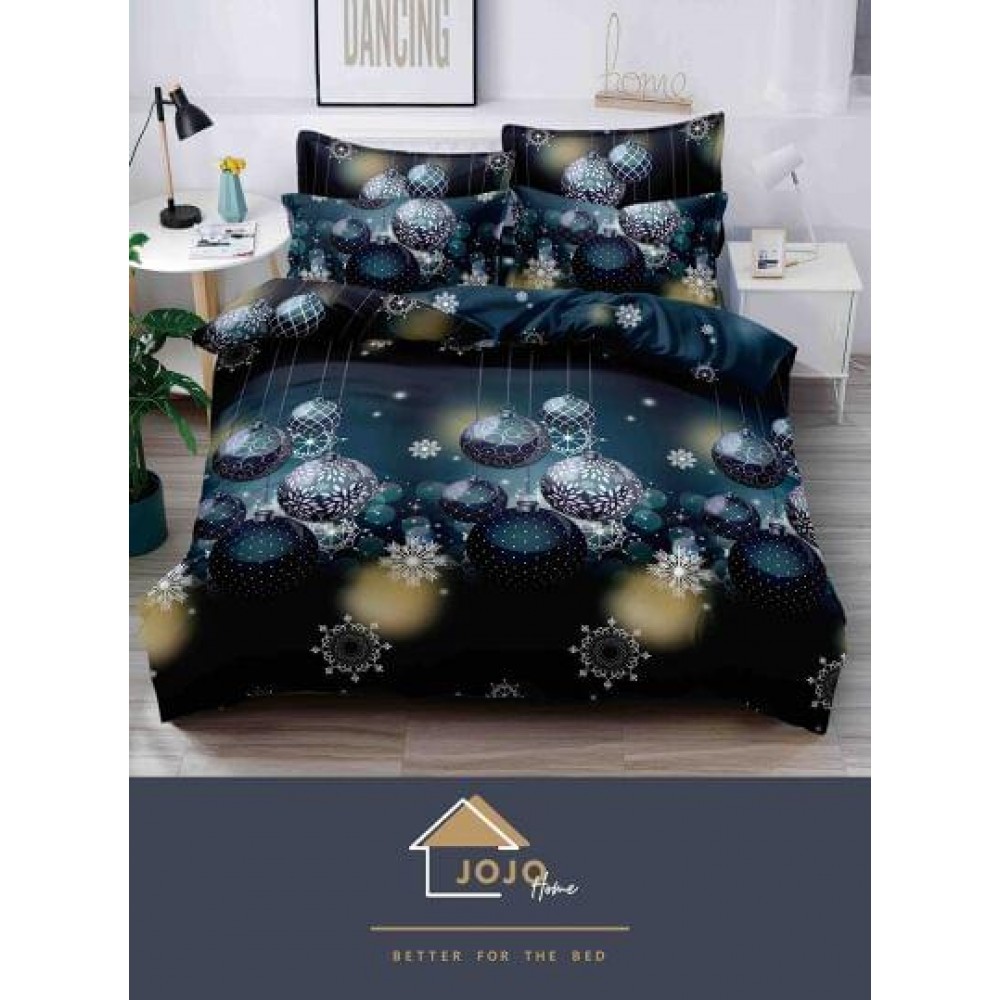 Lenjerie pat 1 PERSOANA, BUMBAC FINET, 4 piese, X-Mass Collection Jojo Home JC1P14 LENJERII DIN FINET 4 PIESE / 1 PERSOANA MOTIVE CRACIUN JOJO