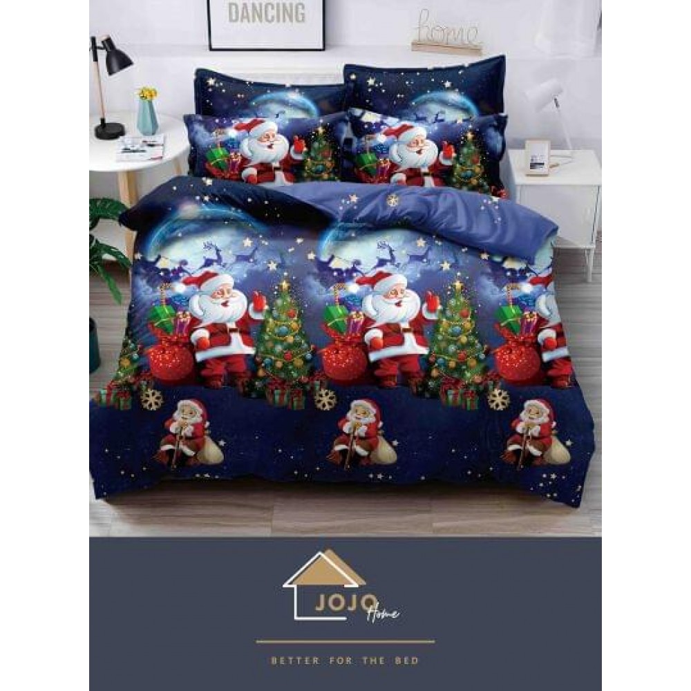 Lenjerie pat 1 PERSOANA, BUMBAC FINET, 4 piese, X-Mass Collection Jojo Home JC1P1 LENJERII DIN FINET 4 PIESE / 1 PERSOANA MOTIVE CRACIUN JOJO