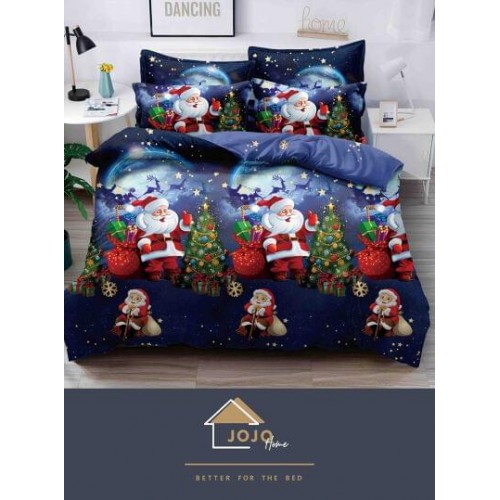 Lenjerie pat 1 PERSOANA, BUMBAC FINET, 4 piese, X-Mass Collection Jojo Home JC1P1