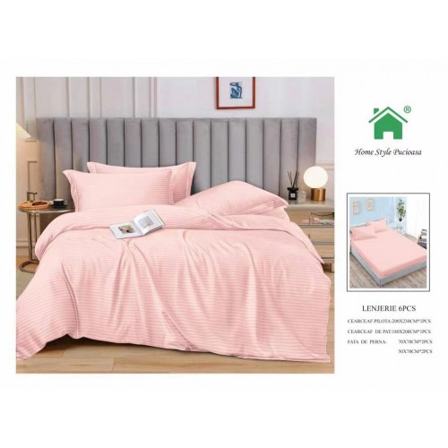 Lenjerie 6 piese din Damasc-Cearceaf cu Elastic  DMEM9
