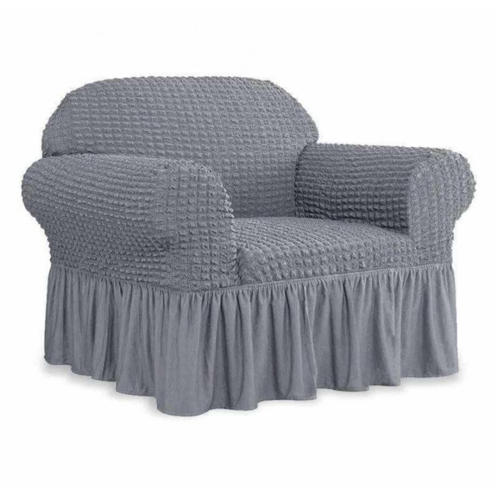 Set 2 huse pentru fotolii creponate cu volan gri deschis