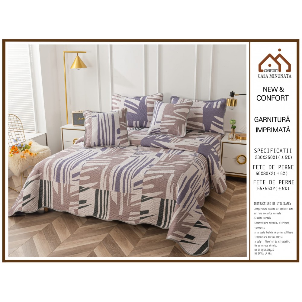 Cuvertura de pat, 5 piese, 230X250 CM, (BUMBAC 100%),CUV5PP32 Cuverturi din bumbac 5 piese