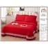 Cuvertura pat dublu din Bumbac Finet cu Broderie, 4 PIESE, ROSU, CBUP13