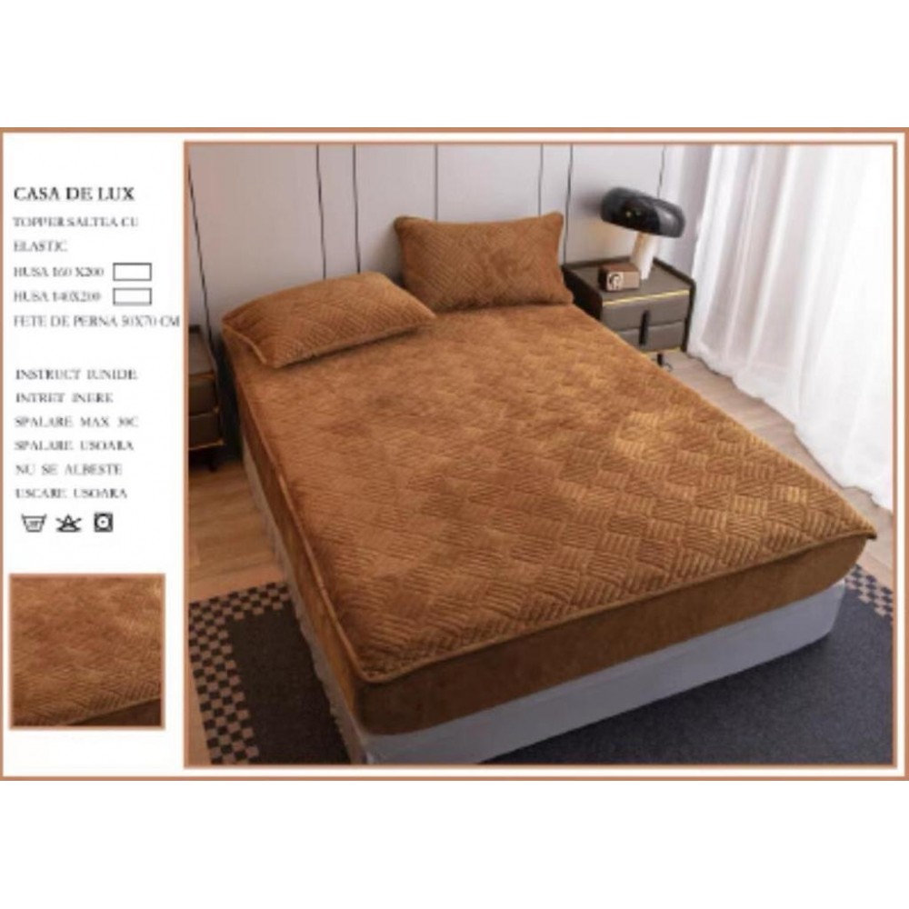 Huse/Topper pentru saltea cu elastic 140x200 HTI8 Huse catifea TOPPER pt saltea cu elastic 140x200