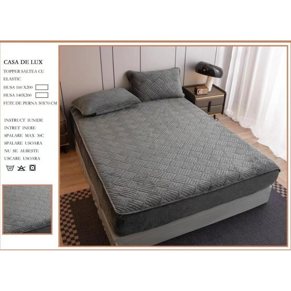 Huse/Topper pentru saltea cu elastic 140x200 HTI7 Huse catifea TOPPER pt saltea cu elastic 140x200