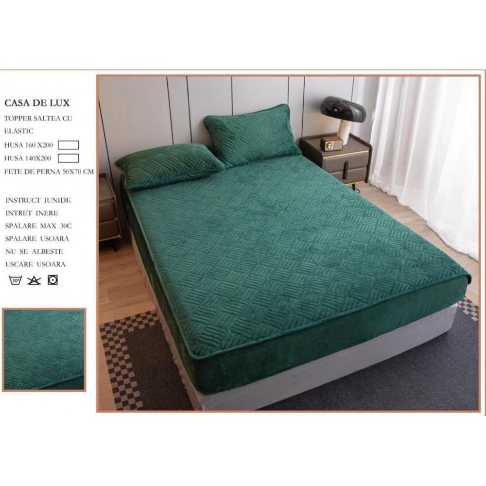 Huse/Topper pentru saltea cu elastic 140x200 HTI6 Huse catifea TOPPER pt saltea cu elastic 140x200
