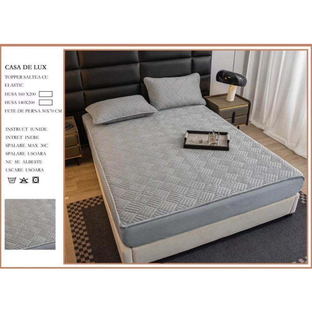 Huse/Topper pentru saltea cu elastic 140x200 HTI5 Huse catifea TOPPER pt saltea cu elastic 140x200