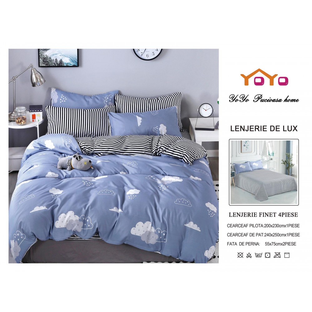 Lenjerie de pat 4 Piese Bumbac finetat OTP2 Oferta Trio