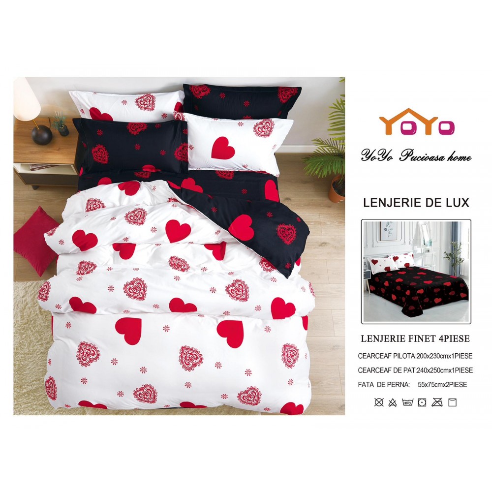 Lenjerie de pat 4 Piese Bumbac finetat OTP3 Oferta Trio