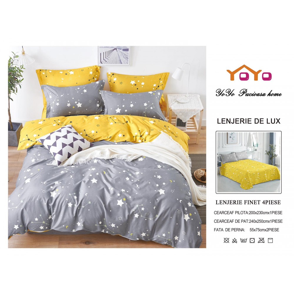 Lenjerie de pat 4 Piese Bumbac finetat OTP5 Oferta Trio