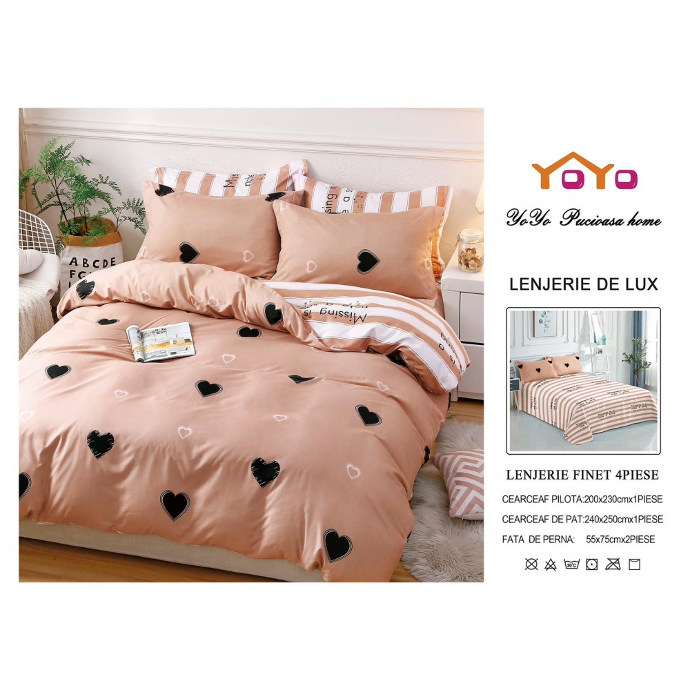 Lenjerie de pat 4 Piese Bumbac finetat OTP10 Oferta Trio