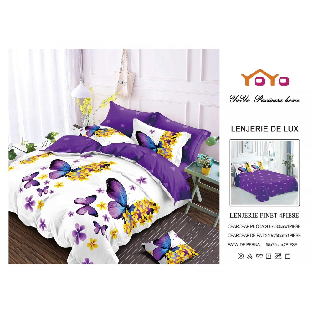Lenjerie de pat 4 Piese Bumbac finetat OTP20 Oferta Trio
