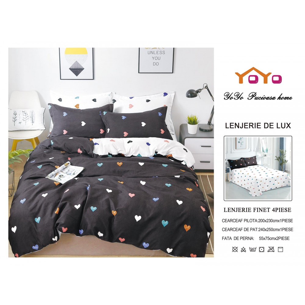 Lenjerie de pat 4 Piese Bumbac finetat OTP25 Oferta Trio