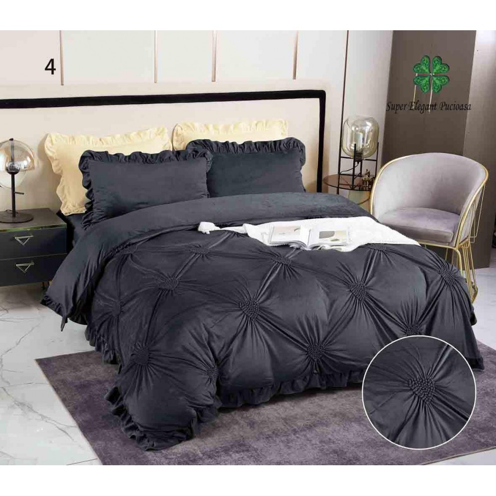 Set pat Luxury 4 Piese din Catifea LC4P3 LENJERII CATIFEA 4 PIESE