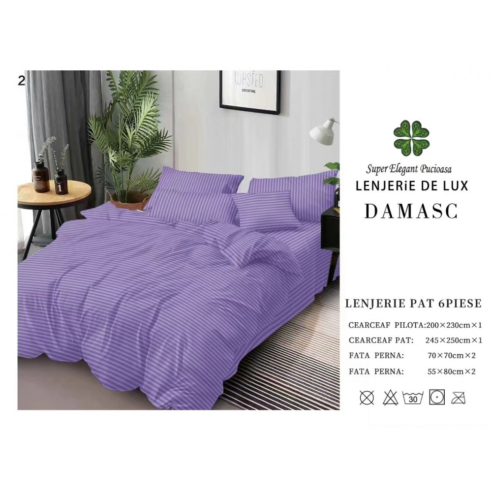 Lenjerie din Damasc - 6 Piese - Pat Dublu -DMP2 LENJERII DAMASC