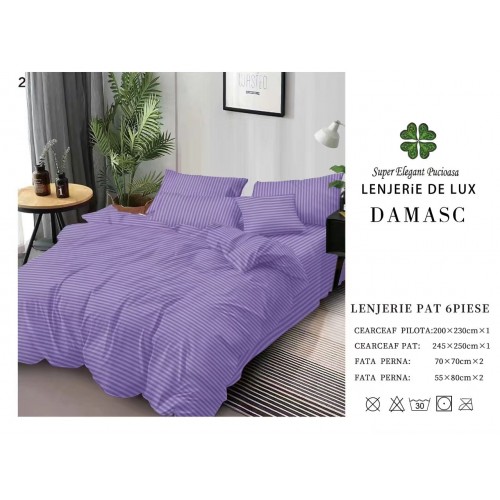 Lenjerie din Damasc - 6 Piese - Pat Dublu -DMP2