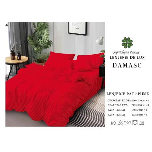 Lenjerie din Damasc - 6 Piese - Pat Dublu -DMP4