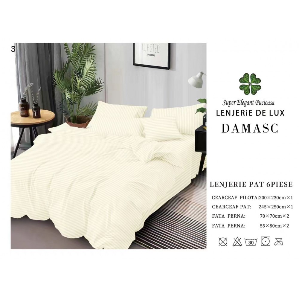 Lenjerie din Damasc - 6 Piese - Pat Dublu -DMP5 LENJERII DAMASC