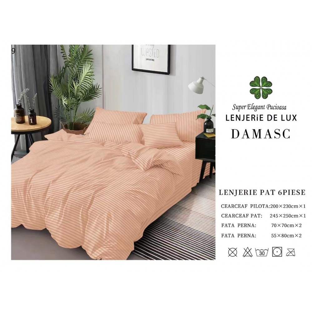 Lenjerie din Damasc - 6 Piese - Pat Dublu -DMP7 LENJERII DAMASC