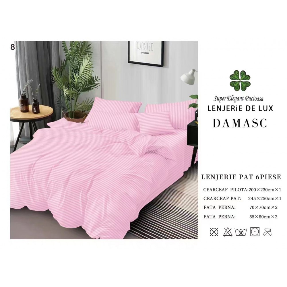 Lenjerie din Damasc - 6 Piese - Pat Dublu -DMP8 LENJERII DAMASC