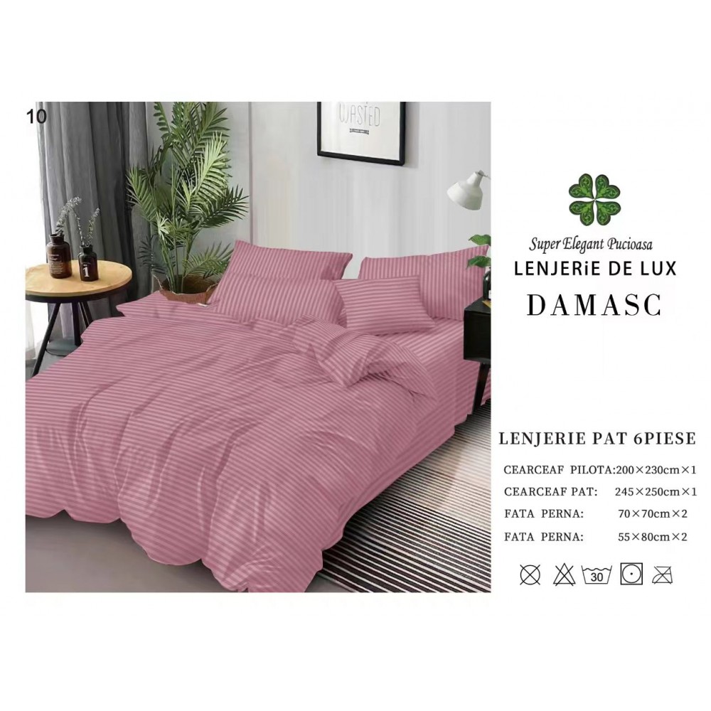 Lenjerie din Damasc - 6 Piese - Pat Dublu -DMP9 LENJERII DAMASC