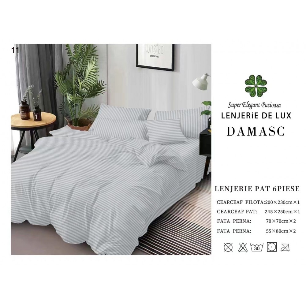Lenjerie din Damasc - 6 Piese - Pat Dublu -DMP10 LENJERII DAMASC