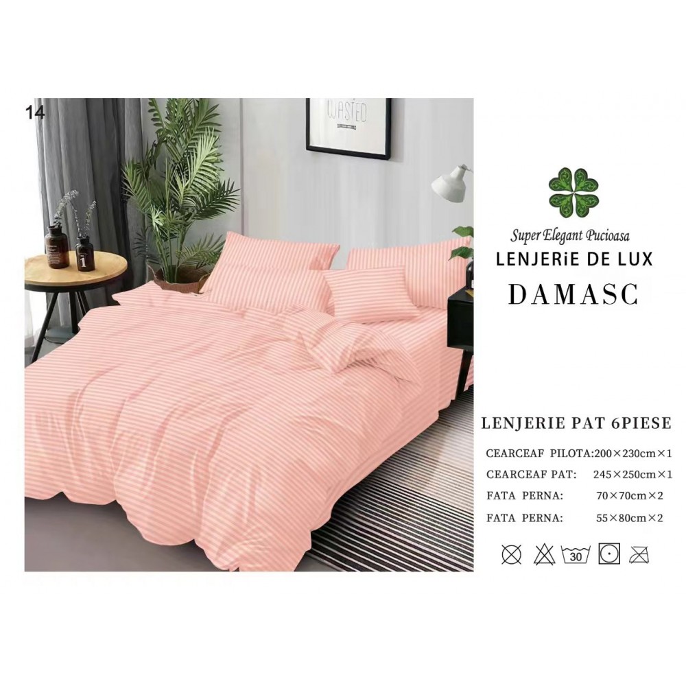 Lenjerie din Damasc - 6 Piese - Pat Dublu -DMP11 LENJERII DAMASC