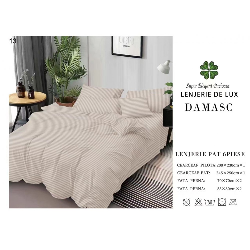 Lenjerie din Damasc - 6 Piese - Pat Dublu -DMP12 LENJERII DAMASC