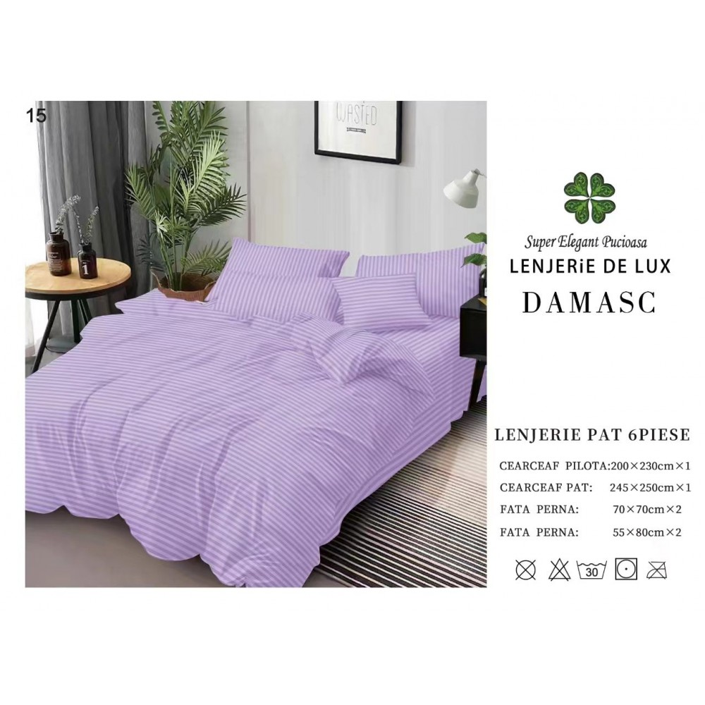Lenjerie din Damasc - 6 Piese - Pat Dublu -DMP13 LENJERII DAMASC