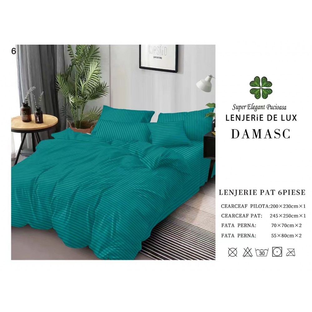 Lenjerie din Damasc - 6 Piese - Pat Dublu -DMP14 LENJERII DAMASC