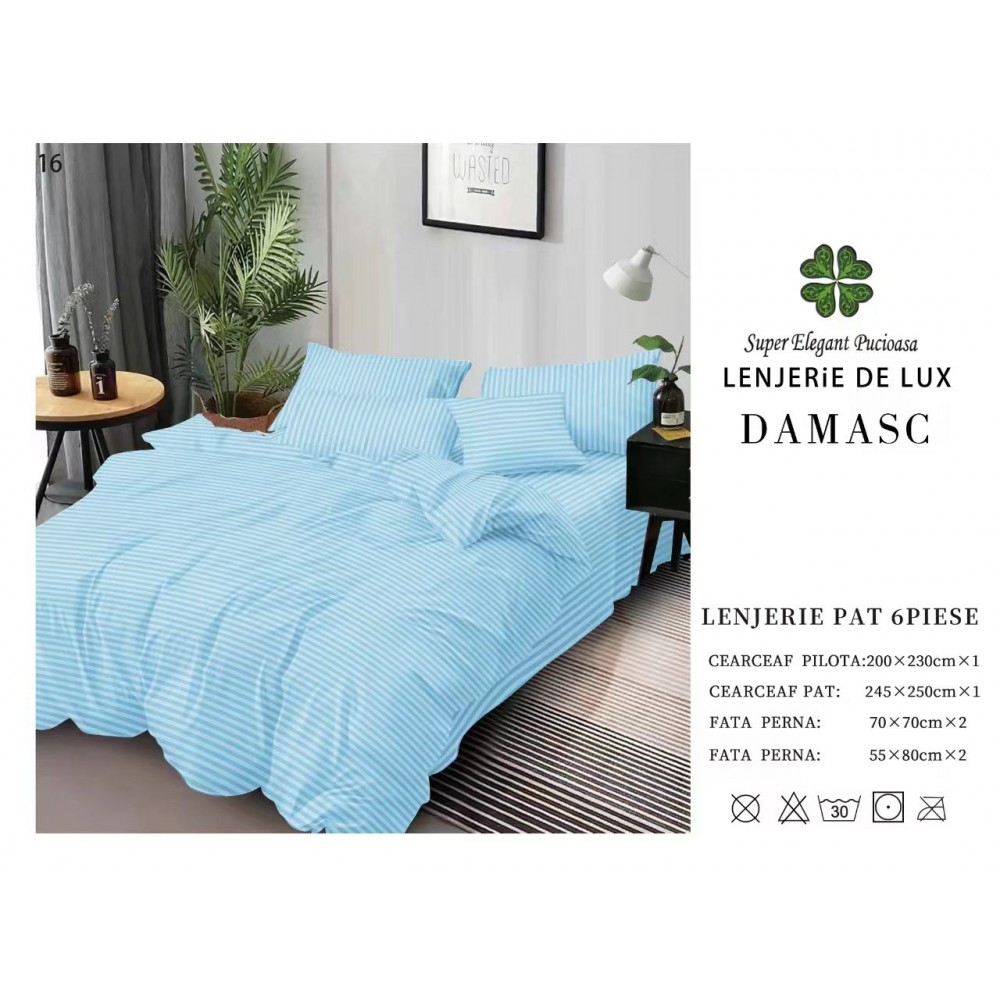 Lenjerie din Damasc - 6 Piese - Pat Dublu -DMP15 LENJERII DAMASC