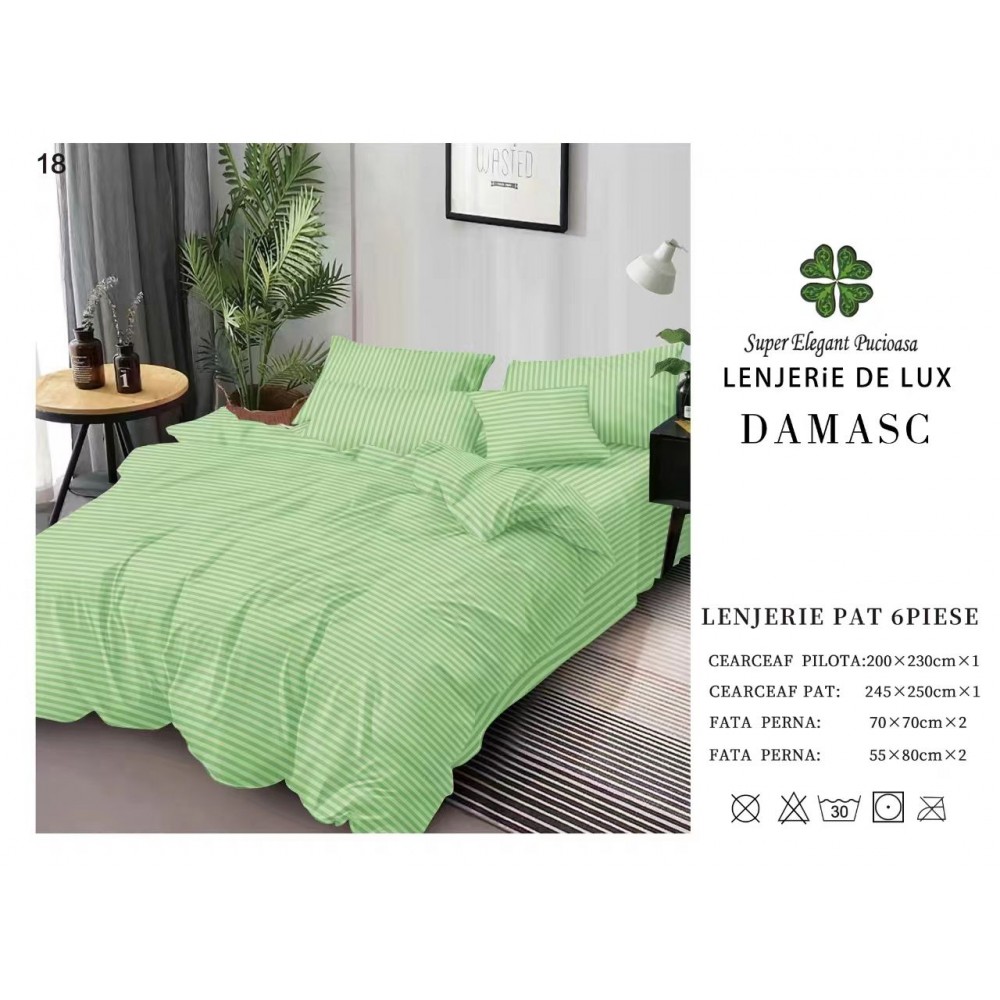 Lenjerie din Damasc - 6 Piese - Pat Dublu -DMP16 LENJERII DAMASC