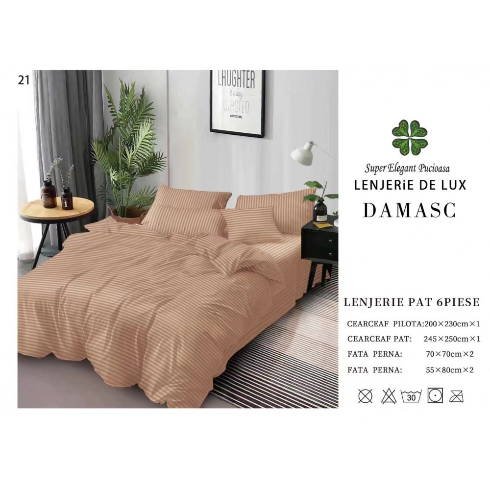 Lenjerie din Damasc - 6 Piese - Pat Dublu -DMP17 LENJERII DAMASC