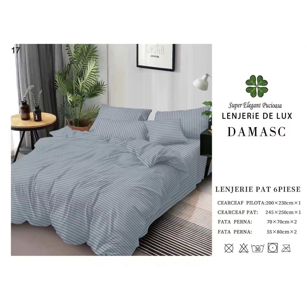 Lenjerie din Damasc - 6 Piese - Pat Dublu -DMP18 LENJERII DAMASC
