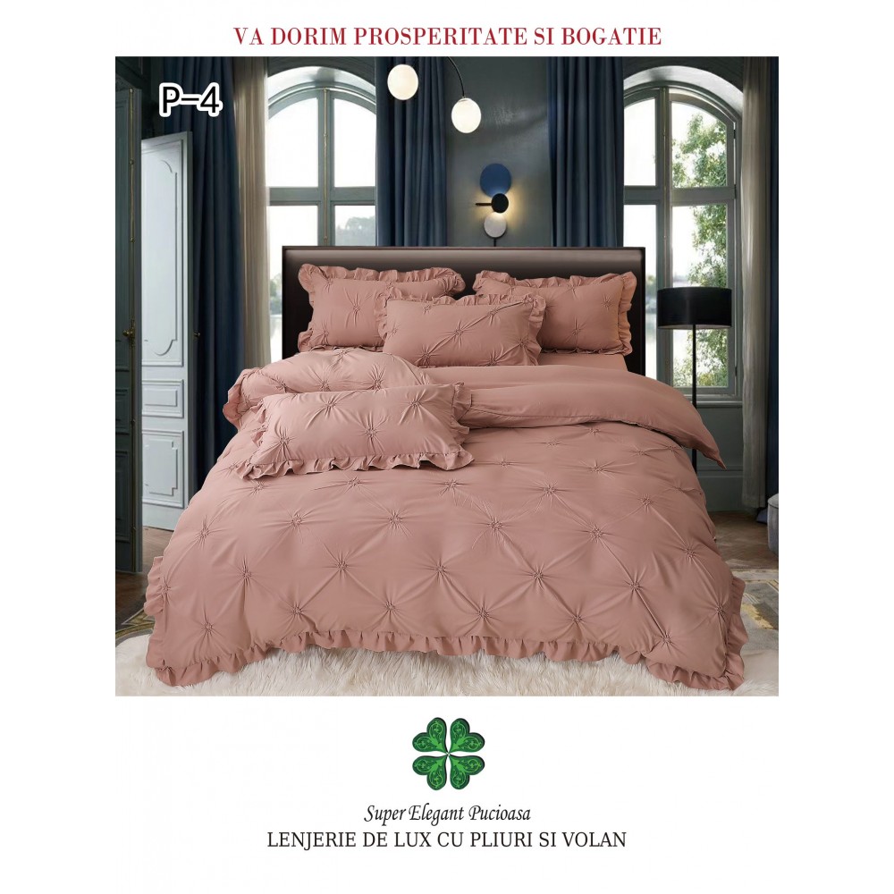 Lenjerie Pat Simpla, Bumbac Finet Premium, LF6PPPY3 Lenjerii finet 6 piese uni pliuri 3d