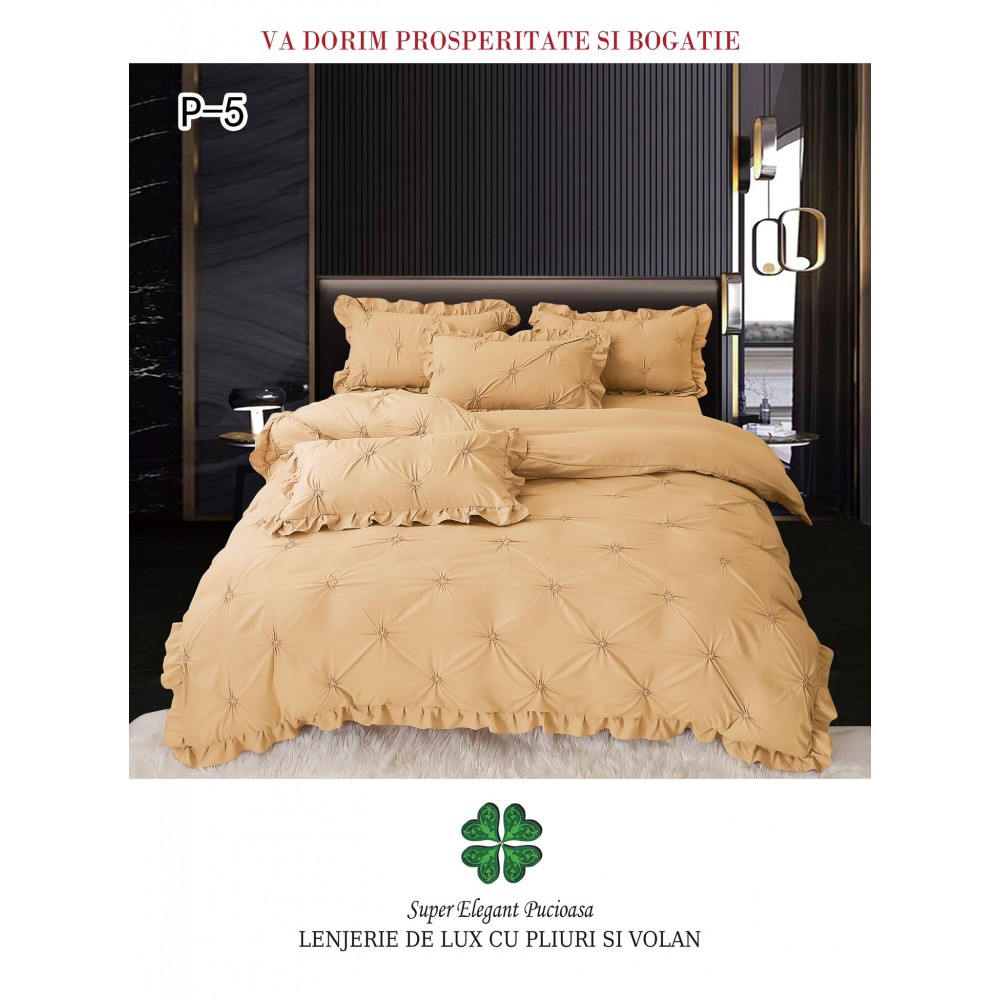 Lenjerie Pat Simpla, Bumbac Finet Premium, LF6PPPY4 Lenjerii finet 6 piese uni pliuri 3d