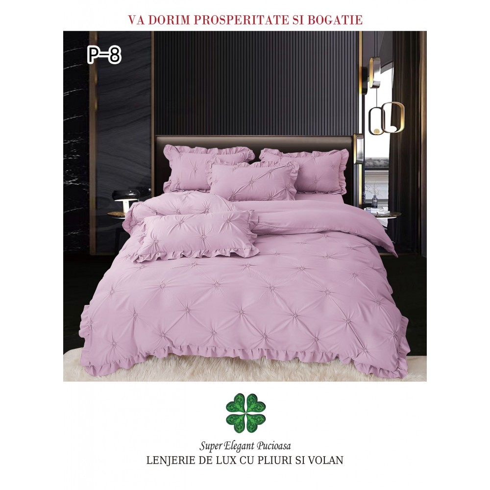 Lenjerie Pat Simpla, Bumbac Finet Premium, LF6PPPY7 Lenjerii finet 6 piese uni pliuri 3d