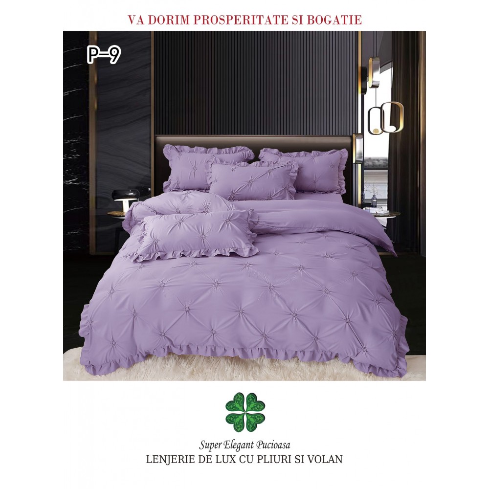 Lenjerie Pat Simpla, Bumbac Finet Premium, LF6PPPY8 Lenjerii finet 6 piese uni pliuri 3d
